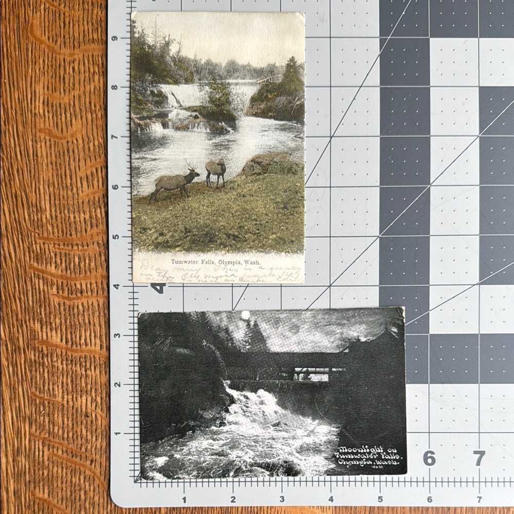 Antique postcards (2) ca 1908-1911, Tumwater Falls, Olympia WA